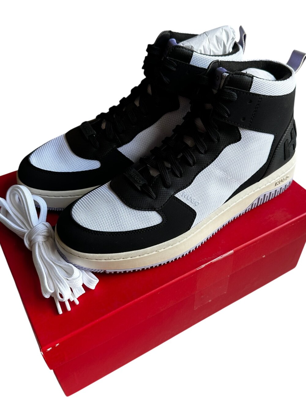 HUGO Kilian Hito Pume High Top Trainers Sneakers Shoes White Black Mens 11